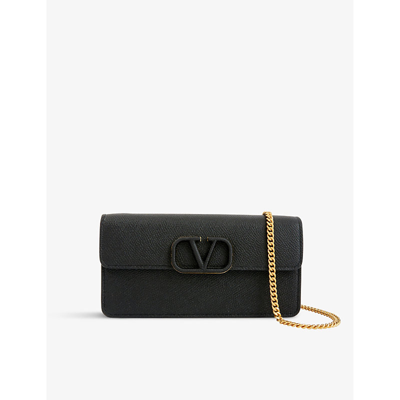 Valentino Garavani Womens Nero Vlogo Detachable-chain Leather Shoulder Bag