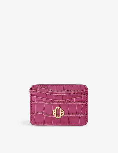 Maje Womens Violets Sima Croc-embossed Leather Card Holder