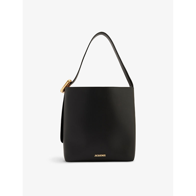 Jacquemus Le Regalo Buckled Leather Bucket Bag In Black