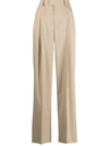 Armarium Wide Leg Wool Trousers In Beige