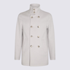 Herno Light Grey Wool Blend Coat In Chalk