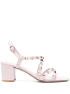 Valentino Garavani Rockstud Calfskin Sandal With Straps 60mm Woman Light Ivory 41.5 In Lilac