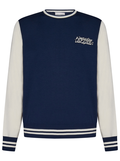 Alexander Mcqueen Varsity Sweater In Blue