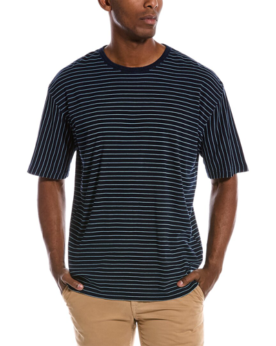 Rag & Bone Striped Slubbed Cotton T-shirt In Navy