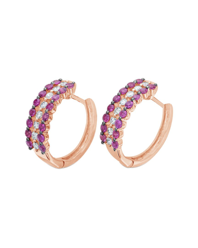 LE VIAN LE VIAN 14K STRAWBERRY GOLD 1.61 CT. TW. DIAMOND & RUBY EARRINGS