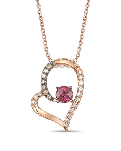 LE VIAN LE VIAN® 14K STRAWBERRY GOLD® 0.87 CT. TW. DIAMOND & RHODOLITE PENDANT NECKLACE