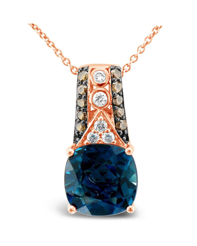 LE VIAN LE VIAN® 14K STRAWBERRY GOLD® 3.60 CT. TW. DIAMOND & LONDON BLUE TOPAZ PENDANT NECKLACE