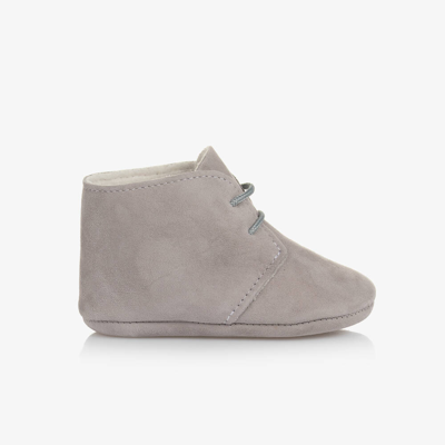 Paz Rodriguez Babies' Grey Suede Lace-up Pre-walkers