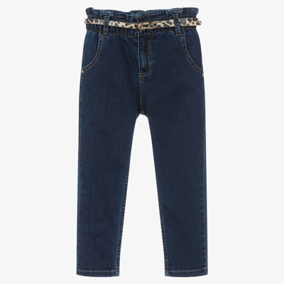 Mayoral Kids' Girls Blue Denim Paperbag Jeans