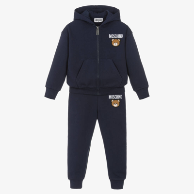 Moschino Kid-teen Blue Cotton Teddy Bear Patch Tracksuit