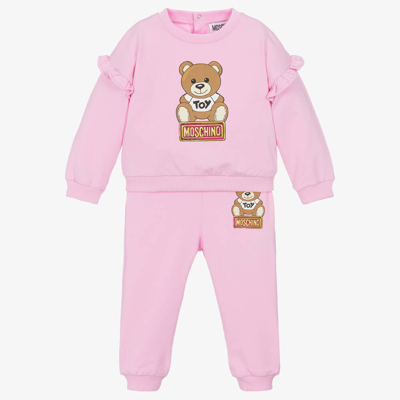 Moschino Baby Babies' Girls Pink Cotton Teddy Bear Tracksuit