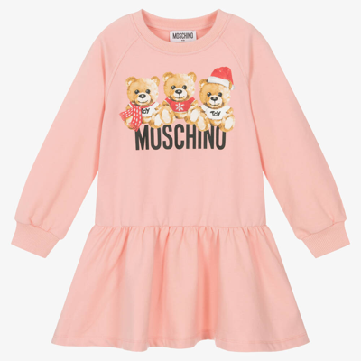 Moschino Kid-teen Kids' Girls Pink Cotton Festive Teddies Dress