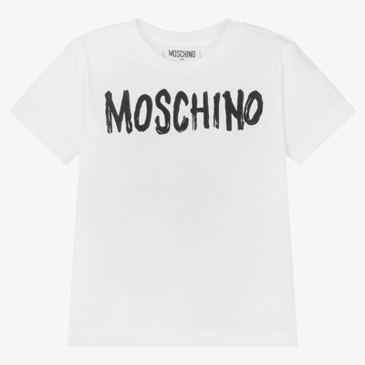 Moschino Kid-teen White Cotton Graffiti Logo T-shirt