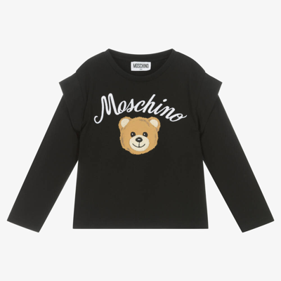 Moschino Kid-teen Kids' Girls Black Cotton Bouclé Teddy Top