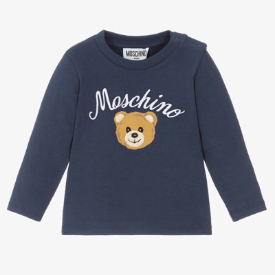 Moschino Baby Babies' Navy Blue Cotton Teddy Bear Top