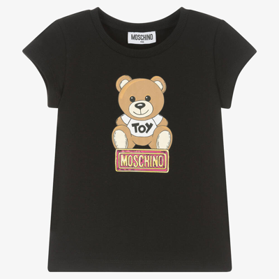 Moschino Kid-teen Kids' Girls Black Cotton Teddy Bear T-shirt