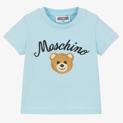 Moschino Baby Babies' Blue Cotton Teddy Bear T-shirt