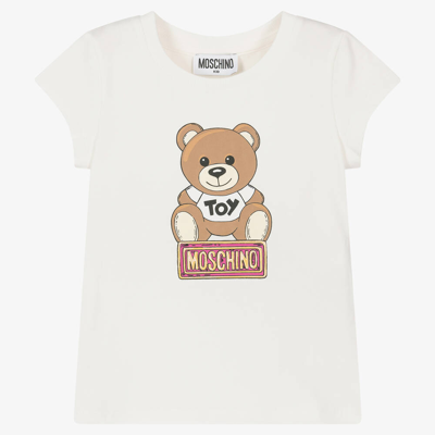 Moschino Kid-teen Kids' Girls Ivory Cotton Teddy Bear T-shirt