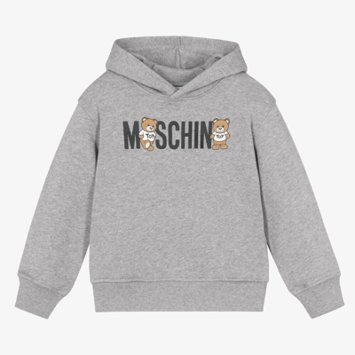 Moschino Kid-teen Grey Cotton Teddy Bear Hoodie