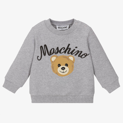 Moschino Baby Babies' Grey Cotton Teddy Bear Sweatshirt