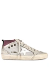 Golden Goose Mid Star Mesh Sneaker In Silver  Violet  White  White Ecru  & Pla