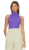 Autumn Cashmere Rib Mock Halter In Amethyst
