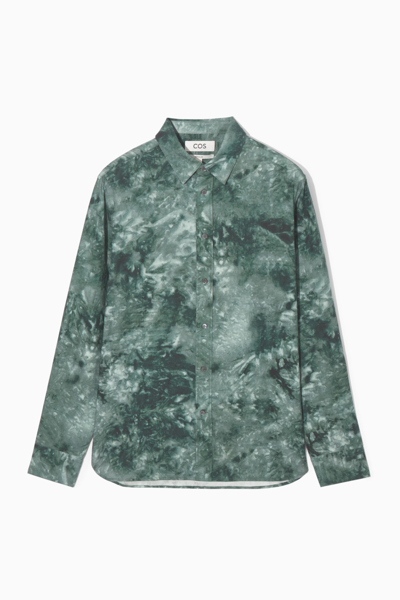 Cos Tie-dye Print Fluid Shirt In Blue
