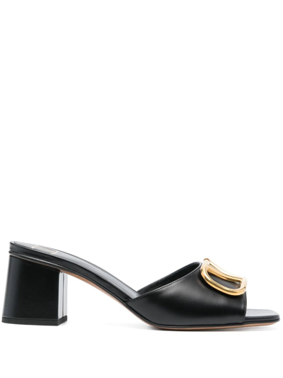 Valentino Garavani Vlogo Signature Leather Mules In Black