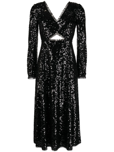 Needle & Thread Elara Sequin-embellished Midi Dress In Black