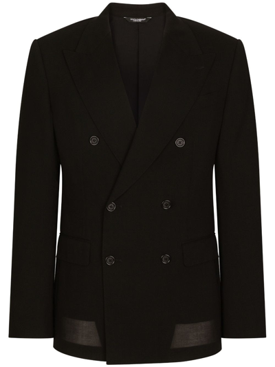 Dolce & Gabbana Double-breasted Wool Blazer In Black