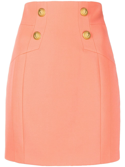 Balmain High-waisted Wool Mini Skirt In Pink