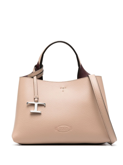 Tod's Logo-pendant Leather Tote Bag In Pink