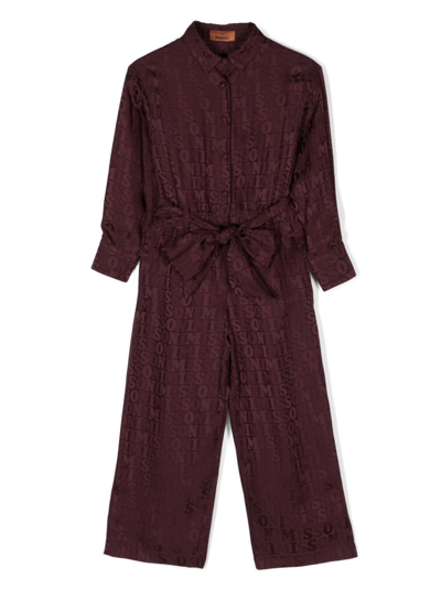 Missoni Kids' Logo-jacquard Jumpsuit In Red