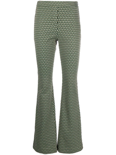Dorothee Schumacher Geometric-pattern Flared Trousers In Green
