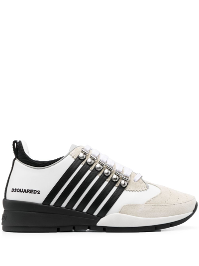 Dsquared2 Boxer Stripe-print Sneakers In White