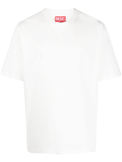 Diesel T-boggy-megoval-d Maglietta White Cotton Oversized T-shirt With Oval-d Logo - T Boggy Megoval-d