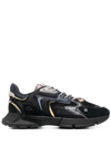 Lacoste Leather And Mesh Neo Sneakers With Contrast Accents In Black