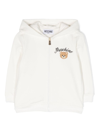 Moschino Babies' Logo-print Cotton Hoodie In White