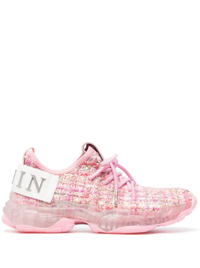 Philipp Plein Hyper $hock Tweed-effect Sneakers In Pink