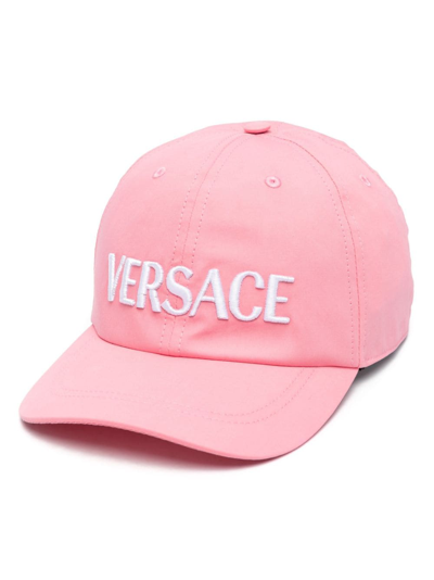 Versace Embroidered-logo Cotton Cap In 2pl40-pastel Pink+ W