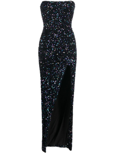 Balmain Sequin-embellished Strapless Gown In Black