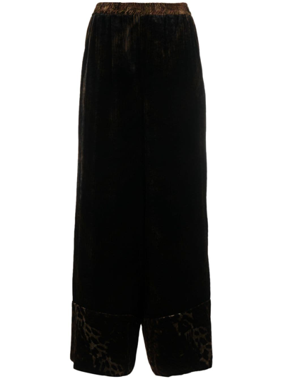 Pierre-louis Mascia Velour Wide-leg Trousers In Black