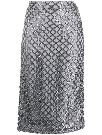 Federica Tosi Sequin-embellished Midi Skirt In Grey