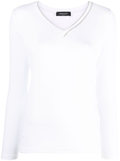 Fabiana Filippi Chain-link Detail Long-sleeve T-shirt In White