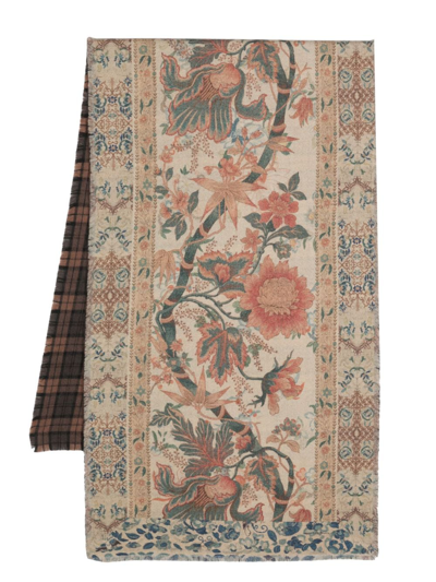 Pierre-louis Mascia Floral-print Wool Scarf In Neutrals