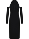 Giambattista Valli Twist Neck Knit Viscose Midi Dress In Black