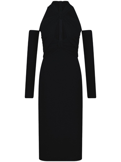 Giambattista Valli Twist Neck Knit Viscose Midi Dress In 블랙