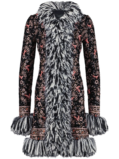 Giambattista Valli Popping Paisley Fringed Sequin Coat In Black