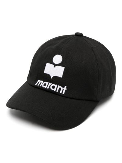 Isabel Marant Logo-embroidered Cotton Cap In Black