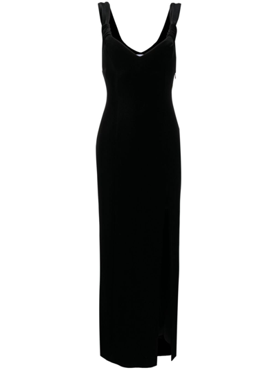 Galvan Women's Liza Velvet Slit Maxi Dress In 001black